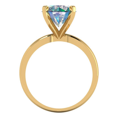 3 cttw Blue Moissanite Solitaire  Engagement Ring - Solid Gold (Round Cut,9mm)