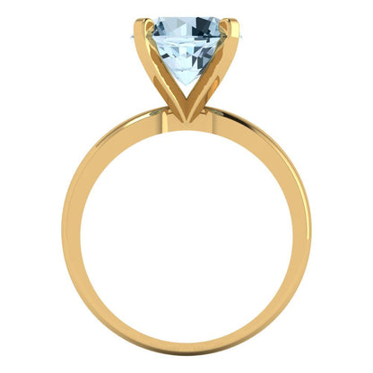 3 cttw Natural Sky Blue Topaz Solitaire  Engagement Ring - Solid Gold (Round Cut,9mm)
