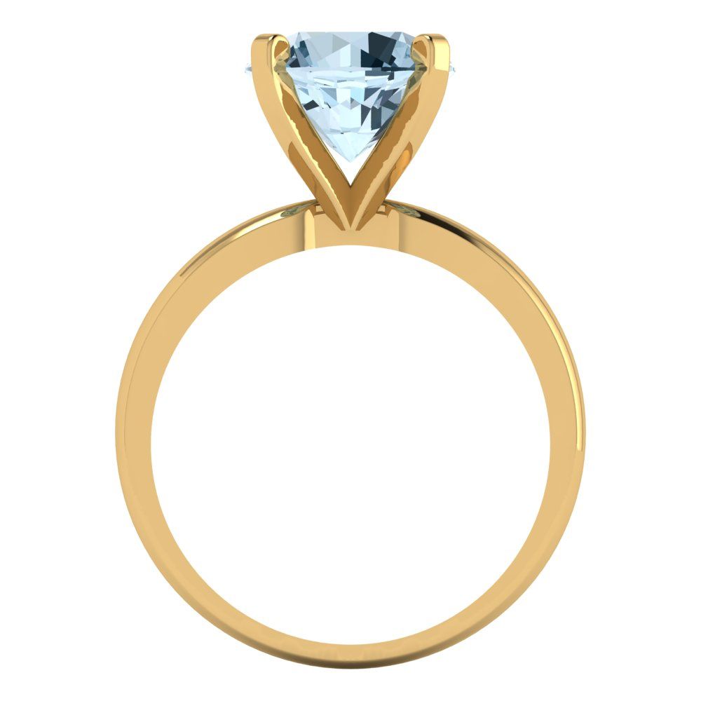 3 cttw Natural Swiss Blue Topaz Solitaire  Engagement Ring - Solid Gold (Round Cut,9mm)