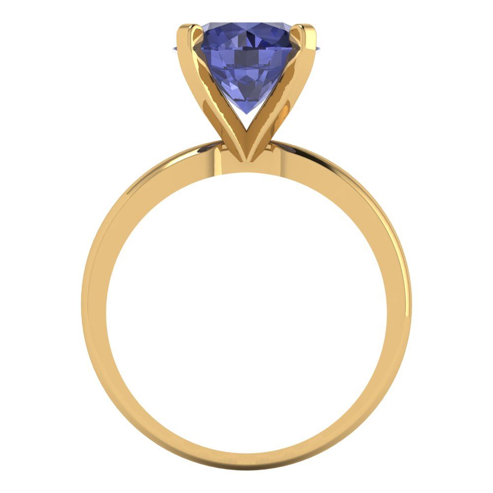3 cttw Simulated Tanzanite Solitaire  Engagement Ring - Solid Gold (Round Cut,9mm)