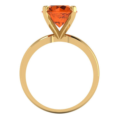 3 cttw Zirconia Simulated Red Diamond Solitaire  Engagement Ring - Solid Gold (VVS1, Round Cut,9mm)