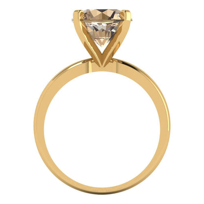 3 cttw Yellow Moissanite Solitaire  Engagement Ring - Solid Gold (Round Cut,9mm)