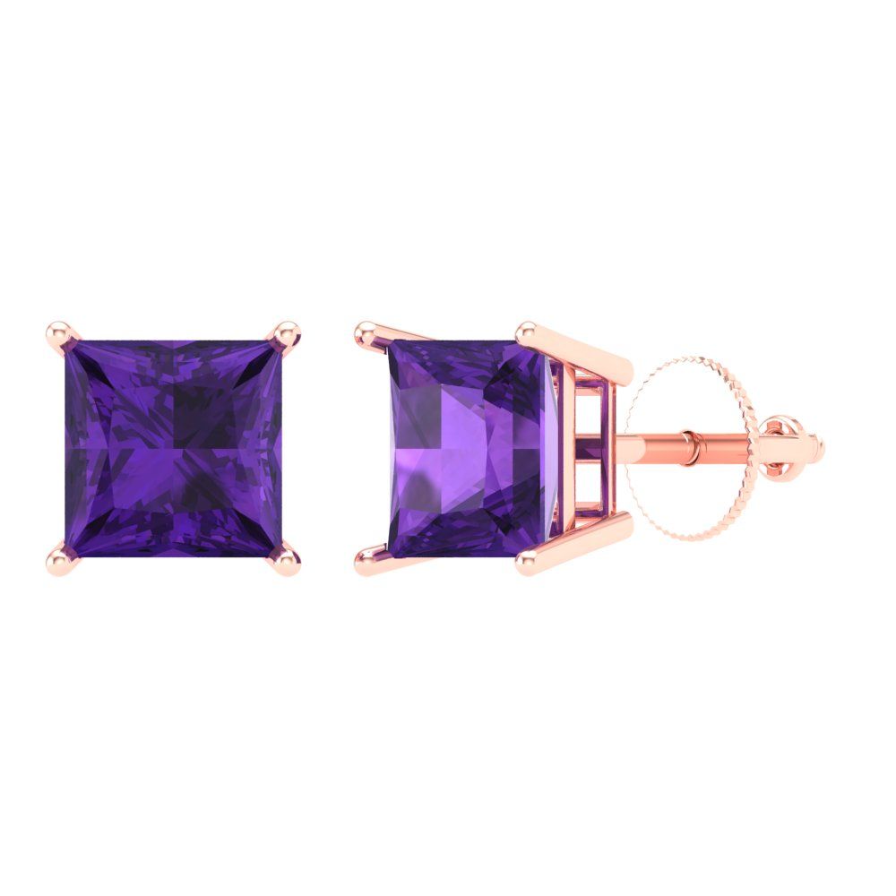 3cttw Amethyst Gold-Plated 925 Silver Screw Back Stud Earrings