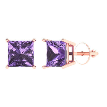 3cttw Alexandrite Gold-Plated 925 Silver Screw Back Stud Earrings