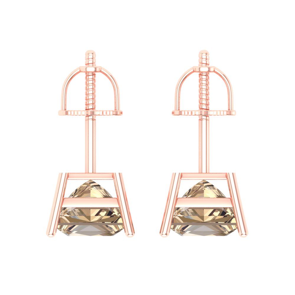3 ctw Yellow Moissanite Studs Earrings | 6.5mm Princess Cut White Gold Screw back | April Birthstone