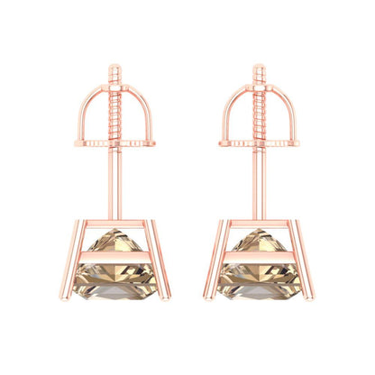 3 ctw Yellow Moissanite Studs Earrings | 6.5mm Princess Cut White Gold Screw back | April Birthstone