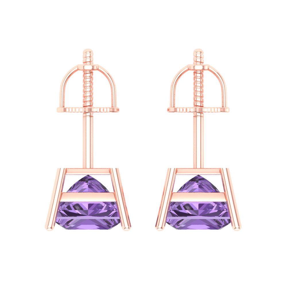 3cttw Alexandrite Gold-Plated 925 Silver Screw Back Stud Earrings