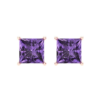 4cttw Alexandrite Gold-Plated 925 Silver Screw Back Stud Earrings