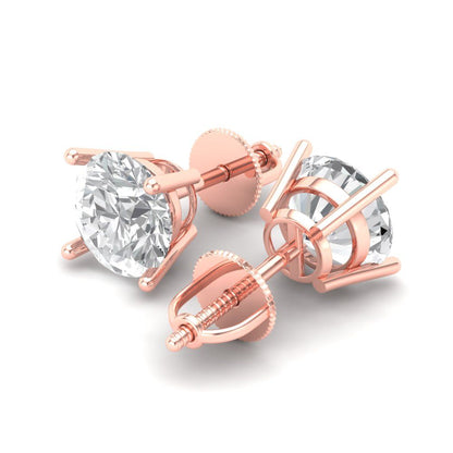 3 ctw Moissanite Studs Earrings | 7.5mm Round Cut White Gold Screw back | April Birthstone