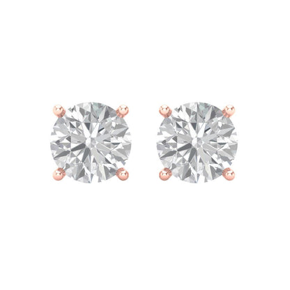 3 ctw Moissanite Studs Earrings | 7.5mm Round Cut White Gold Screw back | April Birthstone