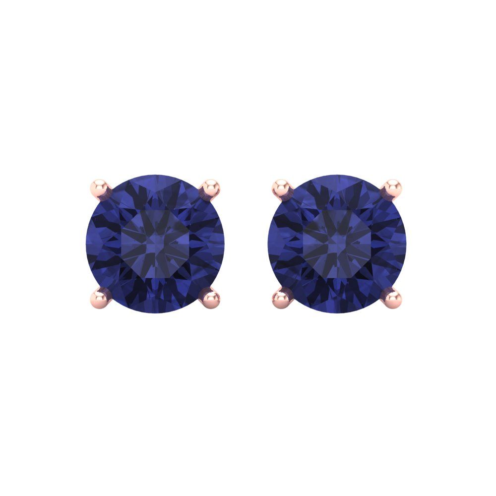 3 ctw Tanzanite Studs Earrings | 7.5mm Round Cut White Gold Screw back | December Birthstone