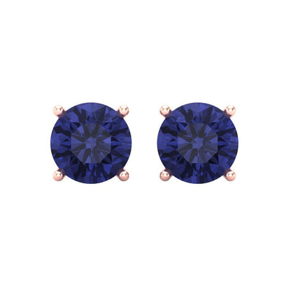 3 ctw Tanzanite Studs Earrings | 7.5mm Round Cut White Gold Screw back | December Birthstone