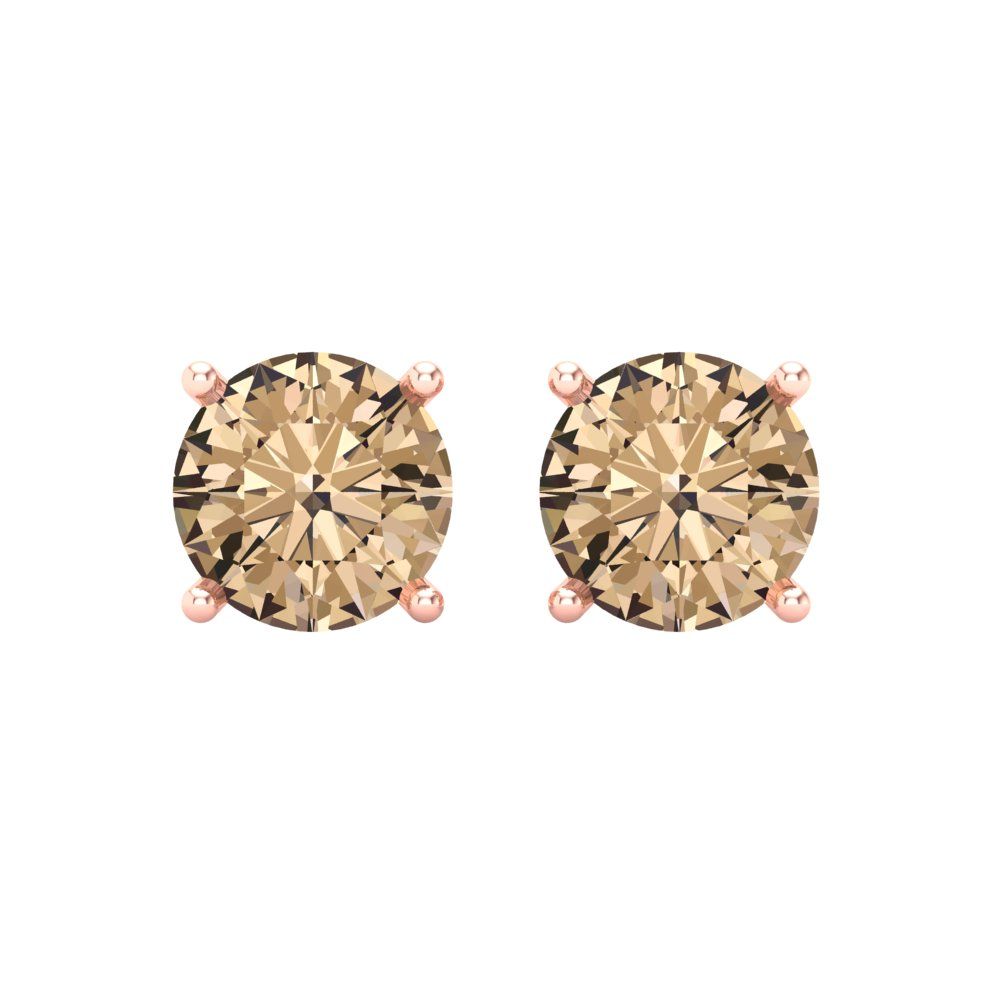 3 ctw Yellow Moissanite Studs Earrings | 7.5mm Round Cut White Gold Screw back | April Birthstone