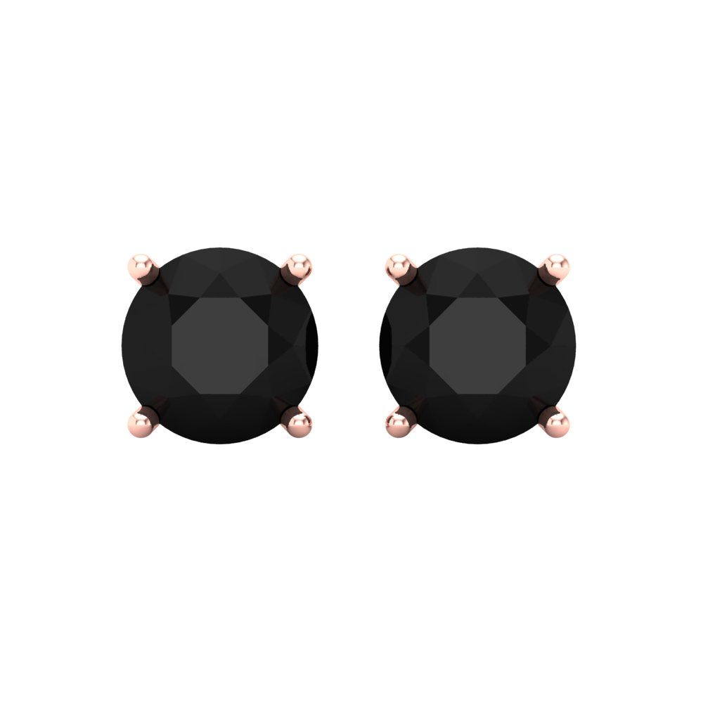 3 ctw Onyx Studs Earrings | 7.5mm Round Cut White Gold Screw back | July Birthstone
