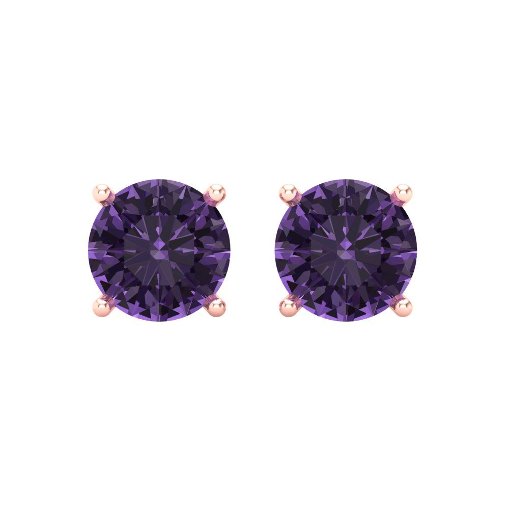 3 ctw Alexandrite Studs Earrings | 7.5mm Round Cut White Gold Screw back | June Birthstone