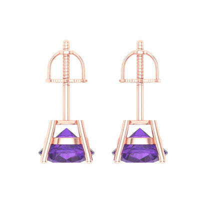 3cttw Amethyst Gold-Plated 925 Silver Screw Back Stud Earrings