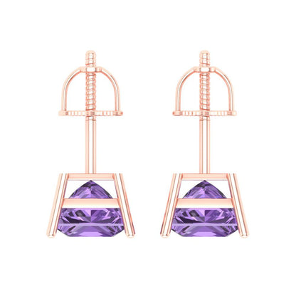 2cttw Alexandrite Gold-Plated 925 Silver Screw Back Stud Earrings