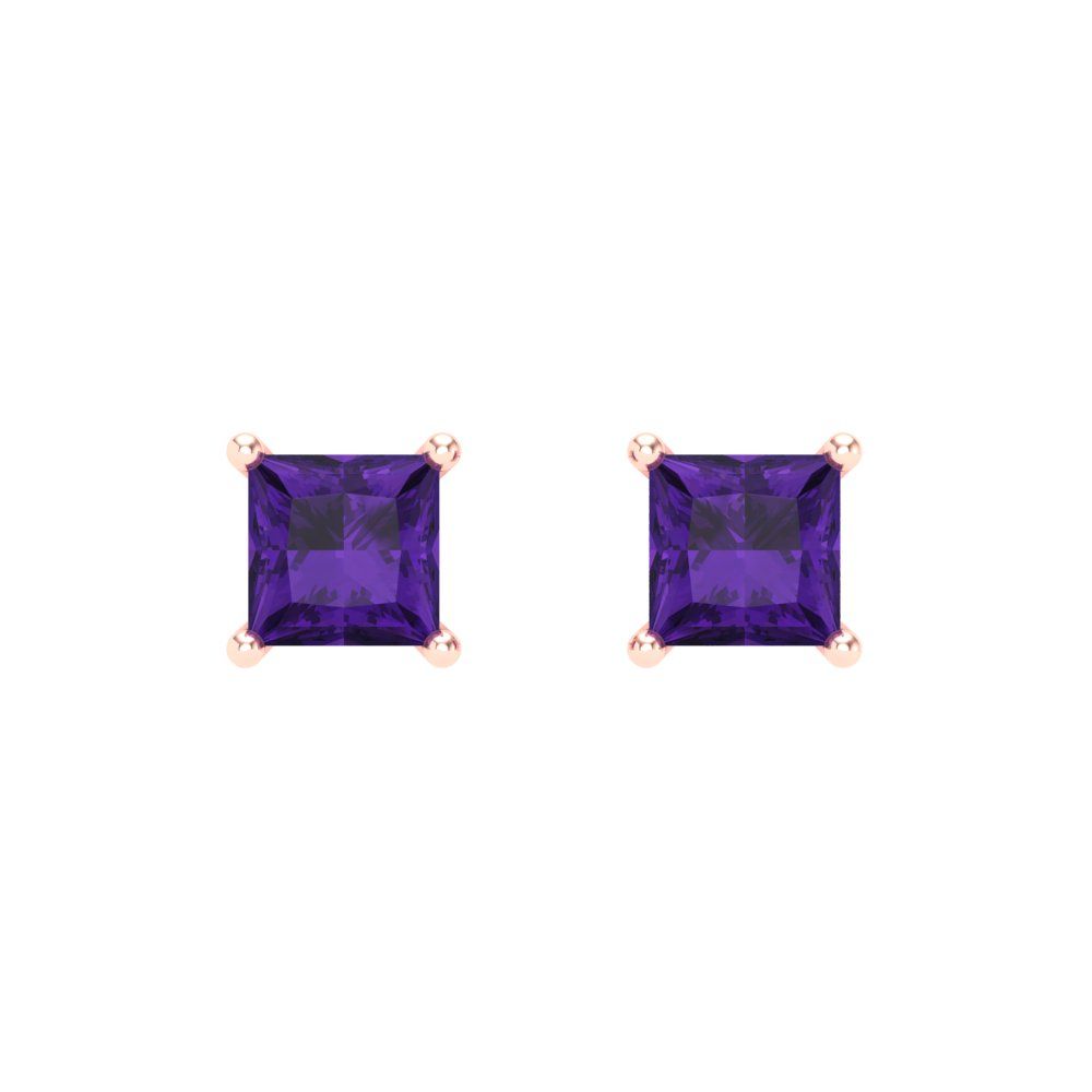 1cttw Amethyst Gold-Plated 925 Silver Screw Back Stud Earrings