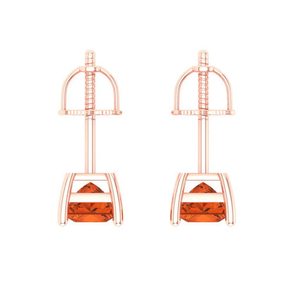 1 ctw Red Zirconia Studs Earrings | 4.5mm Princess Cut White Gold Screw back | April Birthstone