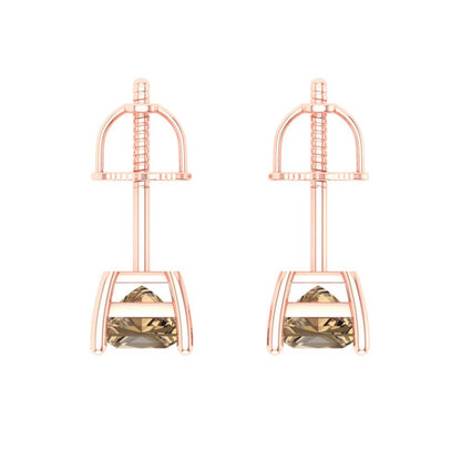 1 ctw Champagne Studs Earrings | 4.5mm Princess Cut White Gold Screw back | April Birthstone