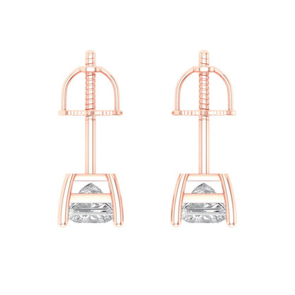 1 ctw Moissanite Studs Earrings | 4.5mm Princess Cut White Gold Screw back | April Birthstone