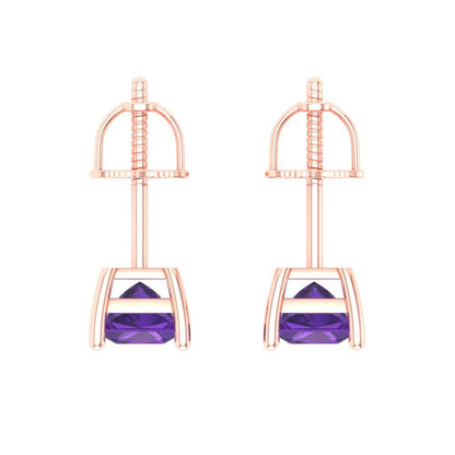 1 ctw Amethyst Studs Earrings | 4.5mm Princess Cut White Gold Screw back | February Birthstone