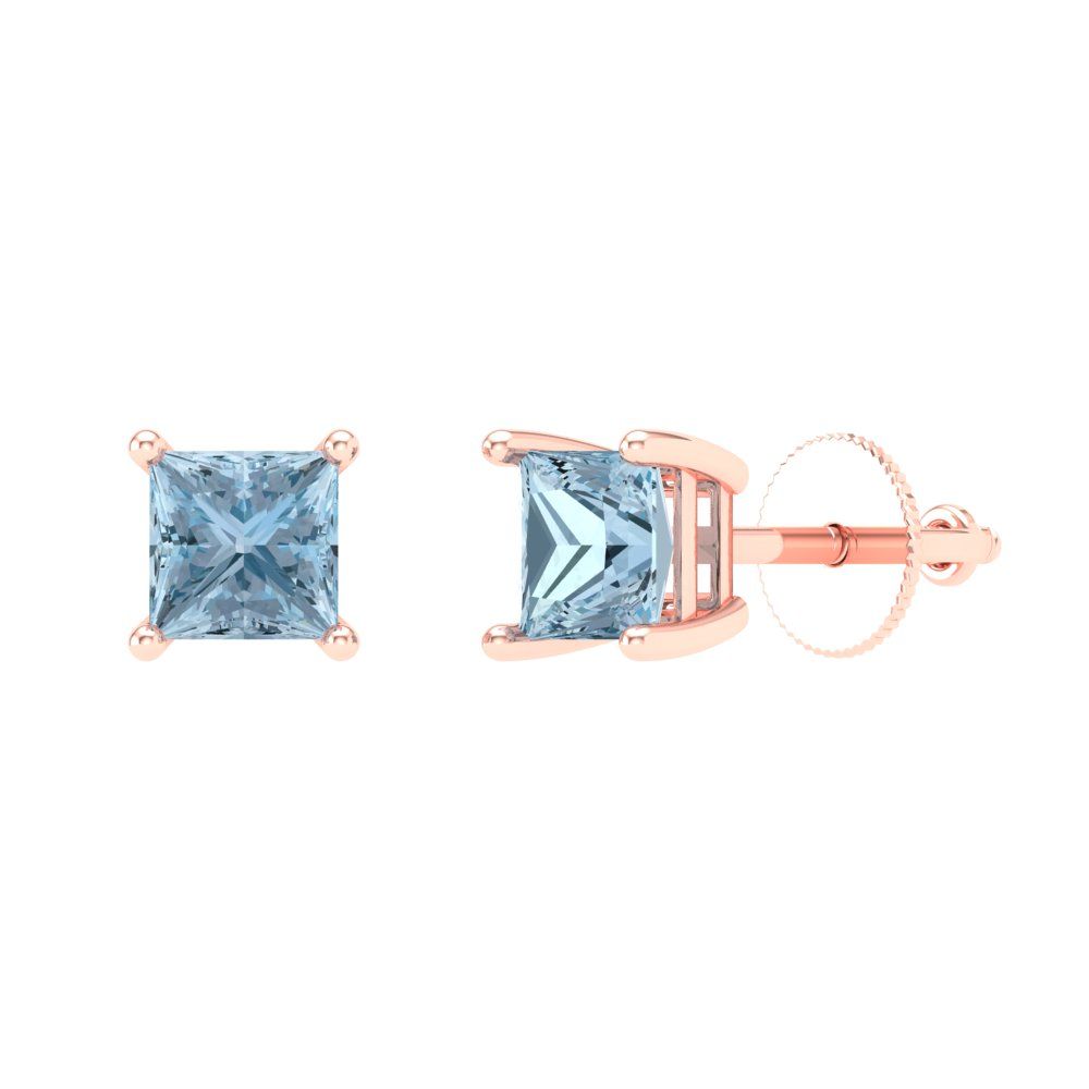 0.5cttw Aquamarine Gold-Plated 925 Silver Screw Back Stud Earrings
