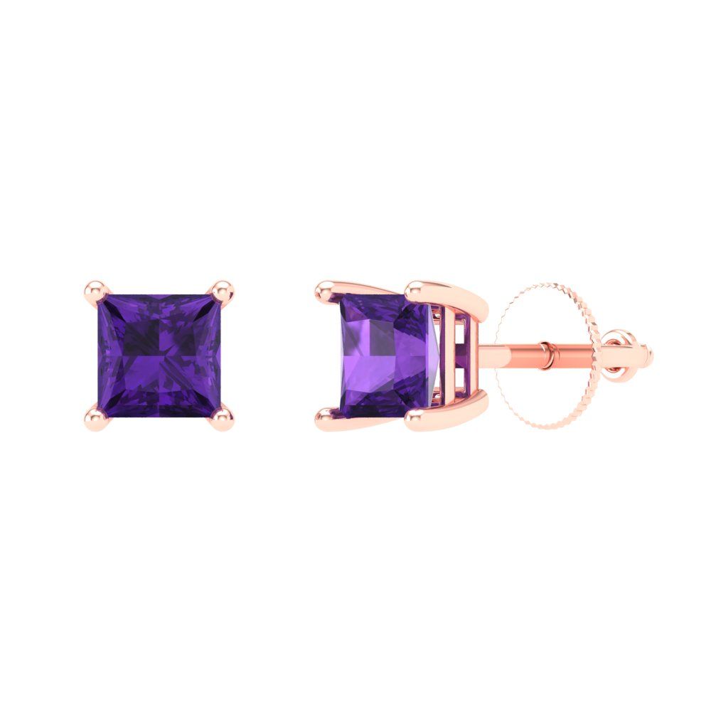 0.5cttw Amethyst Gold-Plated 925 Silver Screw Back Stud Earrings