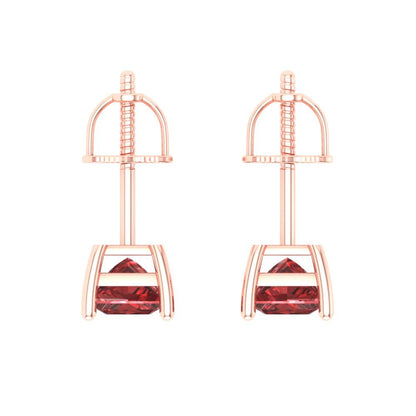 0.5 ctw Garnet Studs Earrings | 3.5mm Princess Cut White Gold Screw back | January Birthstone