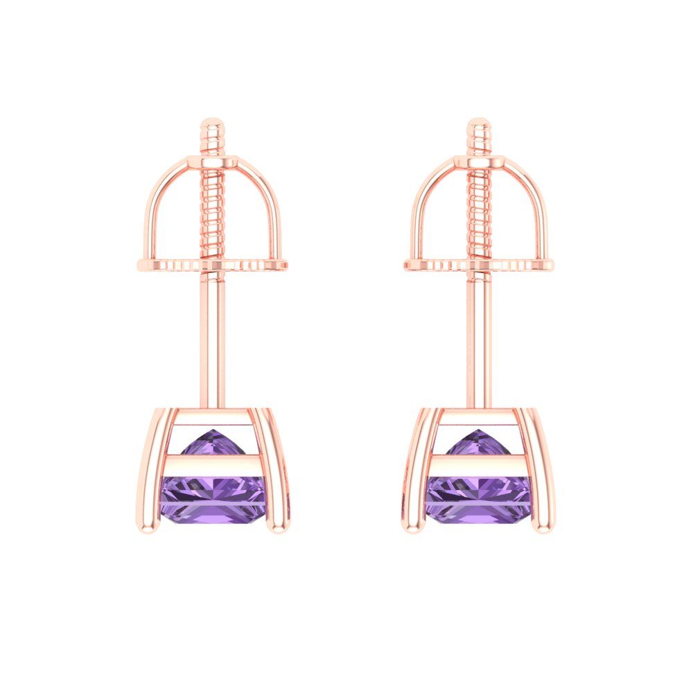 0.5cttw Alexandrite Gold-Plated 925 Silver Screw Back Stud Earrings