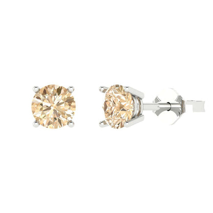 1cttw Round Cut Natural Morganite Gold-Plated 925 Silver Push Back Stud Earrings
