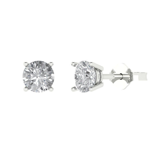 1cttw Round Cut Moissanite Gold-Plated 925 Silver Push Back Stud Earrings
