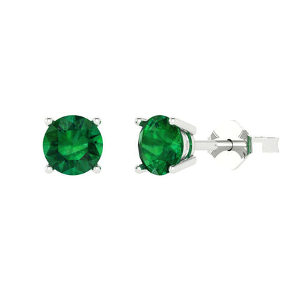 1cttw Round Cut Simulated Emerald Gold-Plated 925 Silver Push Back Stud Earrings