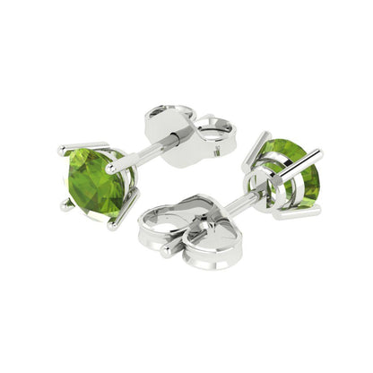 1cttw Round Cut Natural Peridot Gold-Plated 925 Silver Push Back Stud Earrings