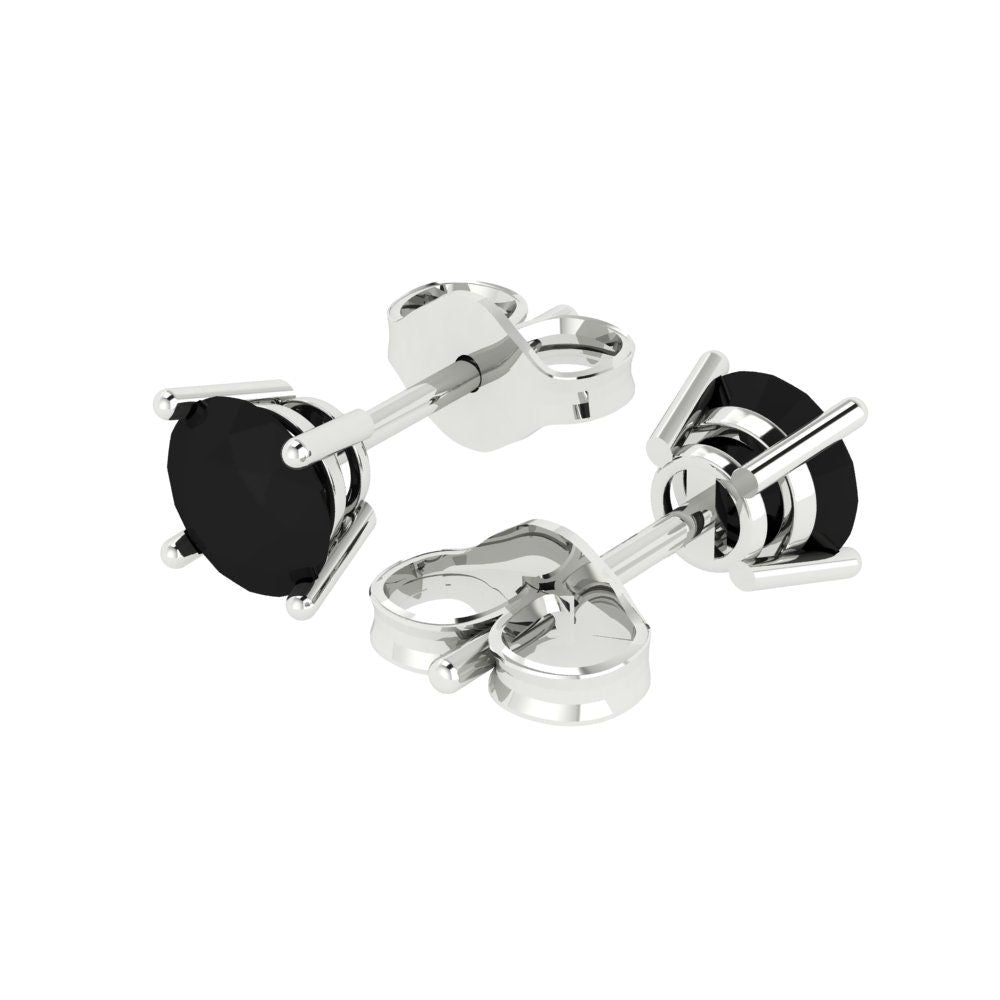 1cttw Round Cut Natural Onyx Gold-Plated 925 Silver Push Back Stud Earrings