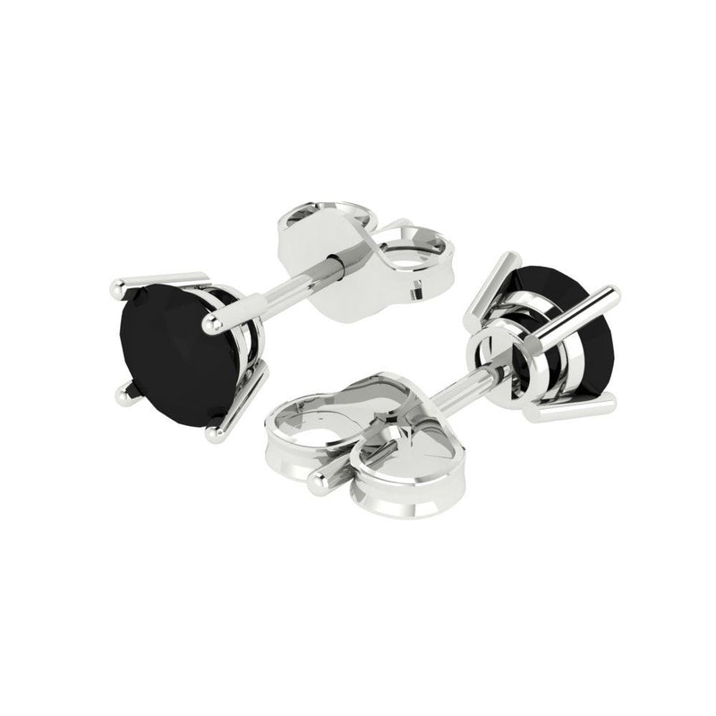 1 ct Brilliant Round Cut Solitaire Studs Natural Onyx Stone White Gold Earrings Push Back