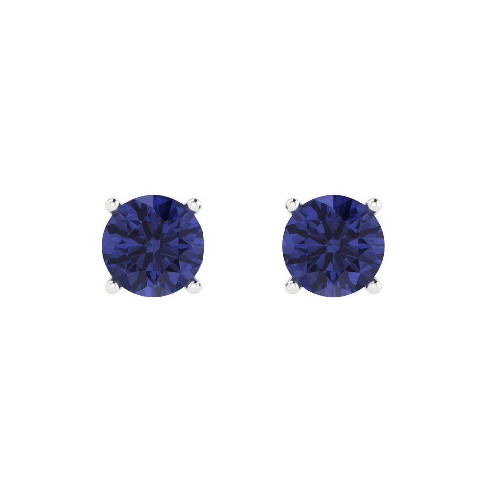 1 ctw Tanzanite Studs Earrings | 5.0mm Round Cut White Gold Push Back | December Birthstone