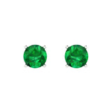 1 ct Brilliant Round Cut Solitaire Studs Simulated Emerald Stone White Gold Earrings Push Back