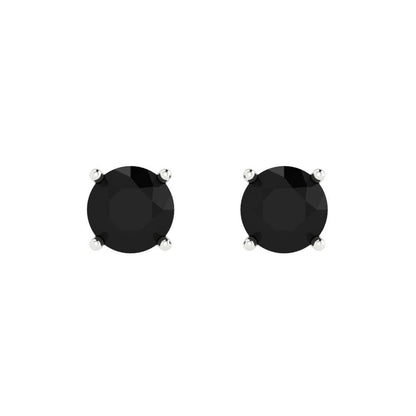 1 ctw Onyx Studs Earrings | 5.0mm Round Cut White Gold Push Back | July Birthstone