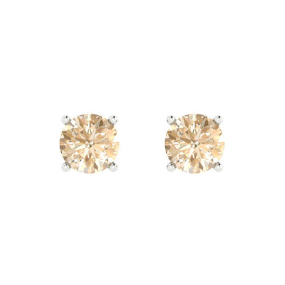1cttw Round Cut Natural Morganite Gold-Plated 925 Silver Push Back Stud Earrings