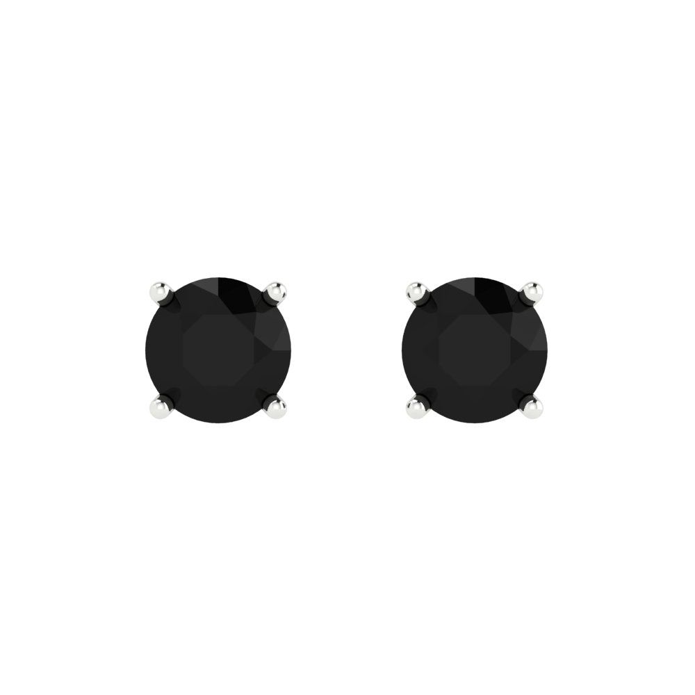 1cttw Round Cut Natural Onyx Gold-Plated 925 Silver Push Back Stud Earrings