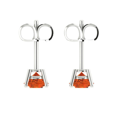 1cttw Round Cut Simulated Red Diamond Gold-Plated 925 Silver Push Back Stud Earrings