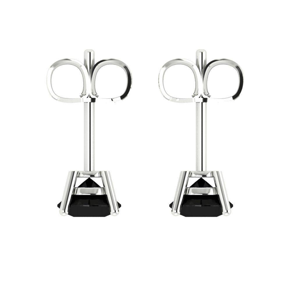 1 ctw Onyx Studs Earrings | 5.0mm Round Cut White Gold Push Back | July Birthstone