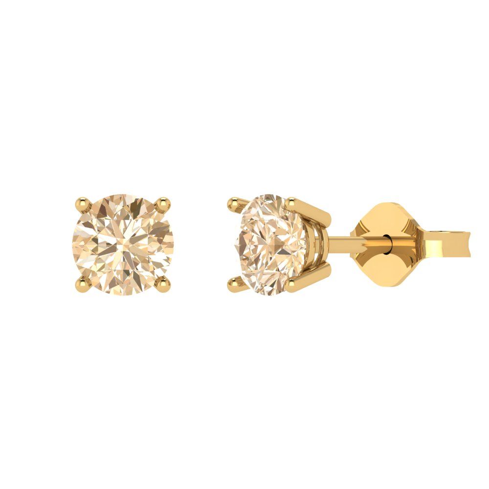 1cttw Round Cut Natural Morganite Gold-Plated 925 Silver Push Back Stud Earrings