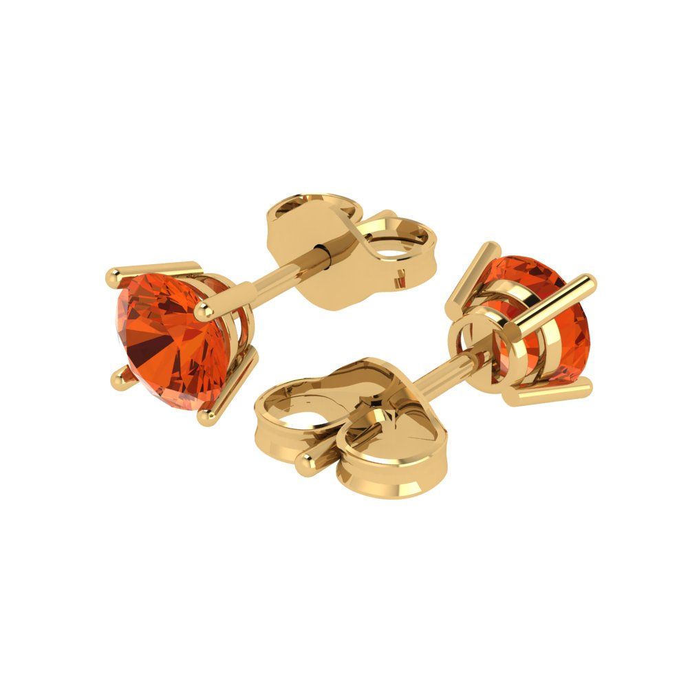 1cttw Round Cut Simulated Red Diamond Gold-Plated 925 Silver Push Back Stud Earrings
