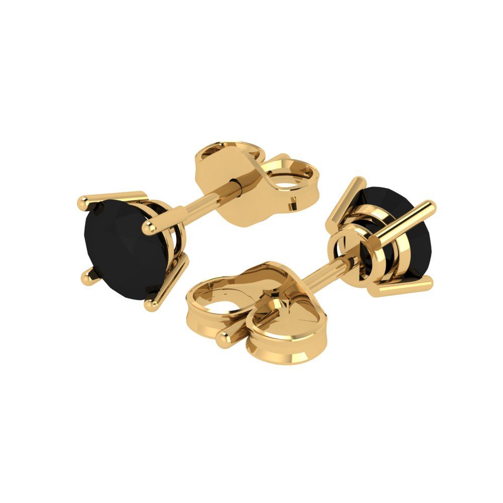 1 ctw Onyx Studs Earrings | 5.0mm Round Cut White Gold Push Back | July Birthstone