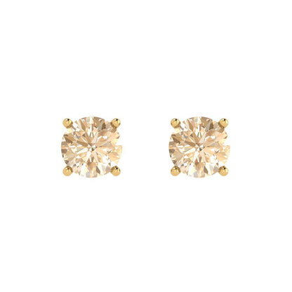 1 ctw Morganite Studs Earrings | 5.0mm Round Cut White Gold Push Back | February Birthstone