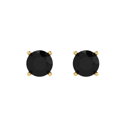 1 ctw Onyx Studs Earrings | 5.0mm Round Cut White Gold Push Back | July Birthstone