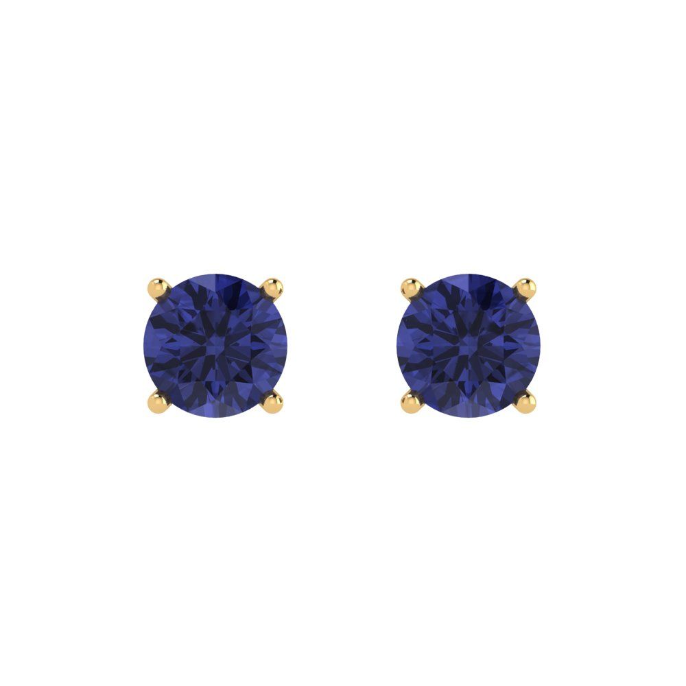 1cttw Round Cut Simulated Tanzanite Gold-Plated 925 Silver Push Back Stud Earrings