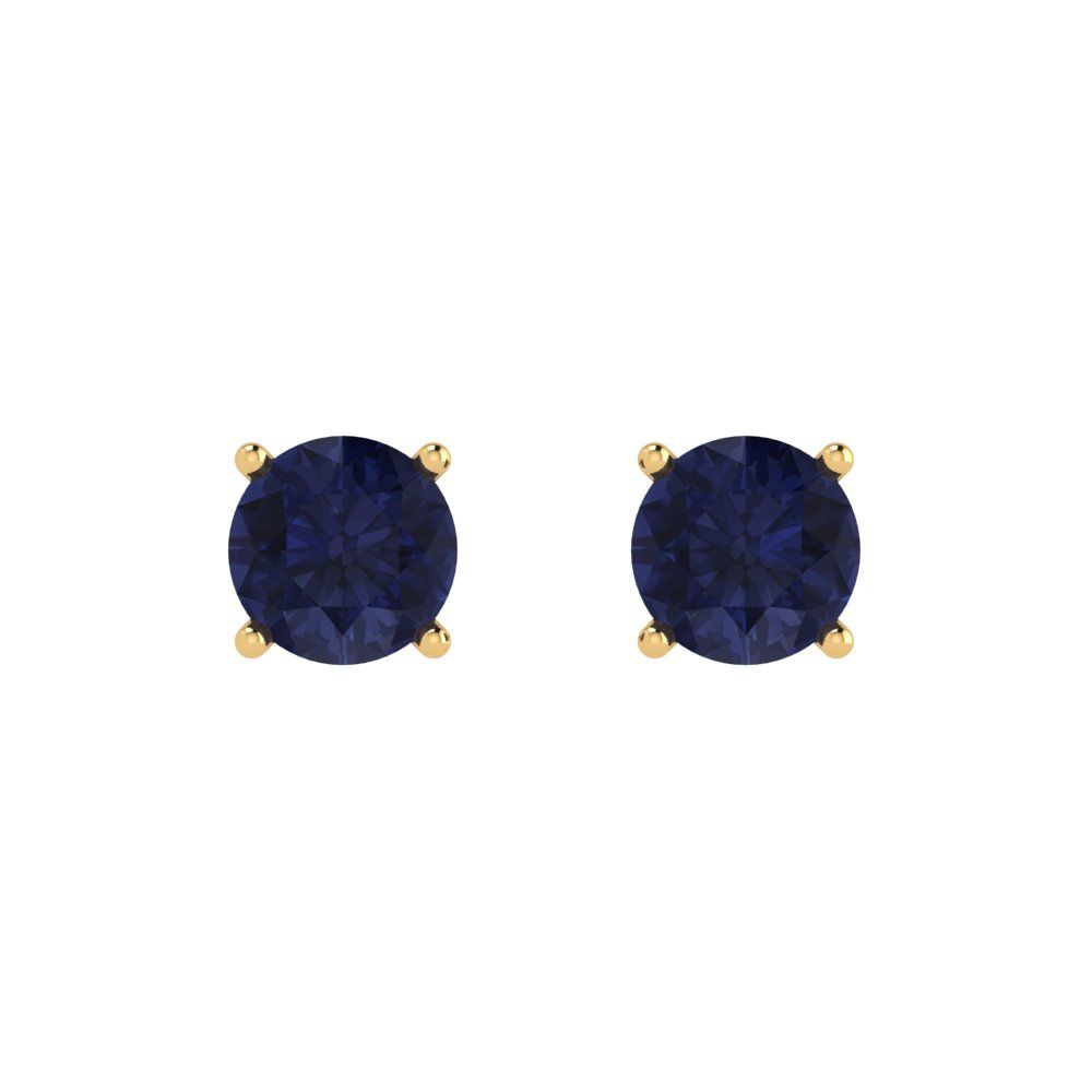 1cttw Round Cut Simulated Blue Sapphire Gold-Plated 925 Silver Push Back Stud Earrings